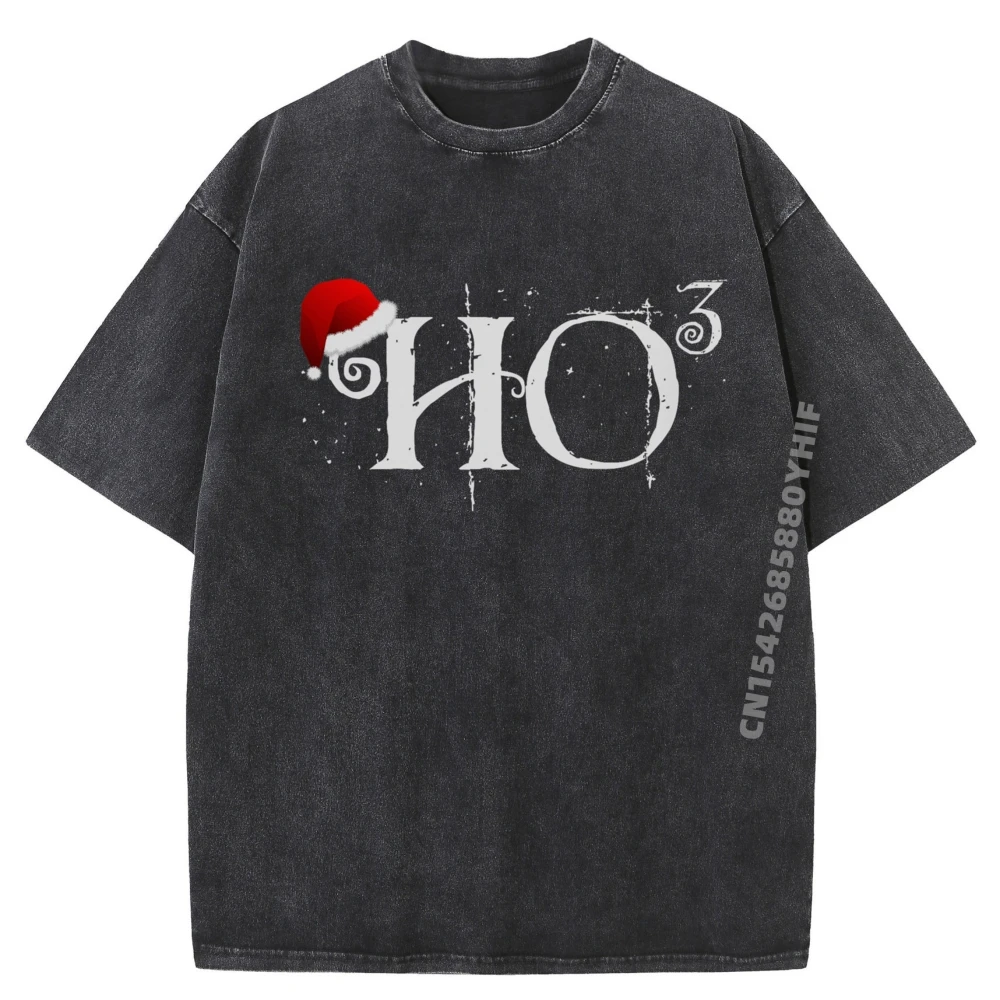 

Funny Ho Ho Ho Ho To The Third Power Santa Mens Clothing Cool Fashionable and Trendy Christmas Washed T Shirt Man