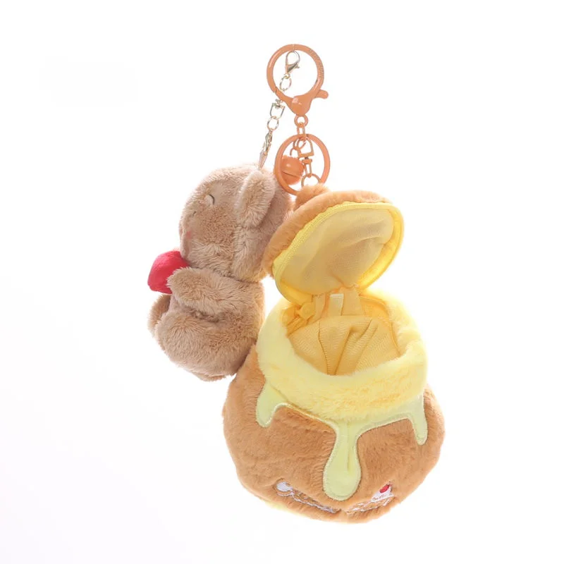 Cartoon Cute Honey Pot Bear Authentic Cream Bear Keychain Pendant Zipper Small Bag Cute Creative Zero Wallet Small Storage Bags