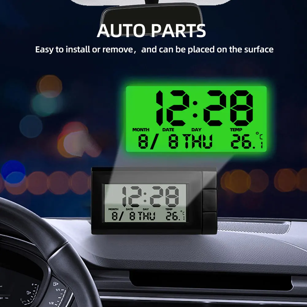 2 in 1 Car Electronic Intelligent Watch Auto Temperature Gauge LCD Display Digital Calendar Clock Thermometer for Vehicle Parts