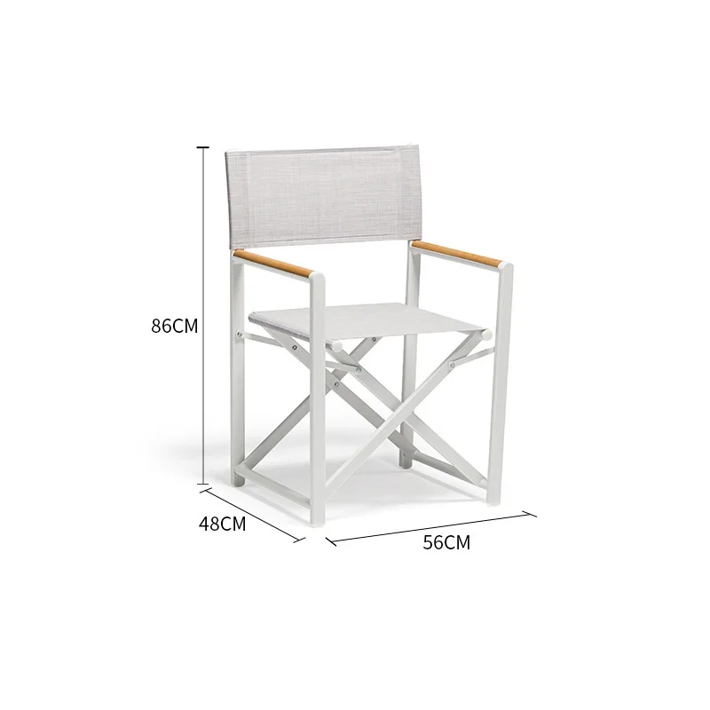 Outdoor Aluminum Foldable Balcony Chair With Armrests Leisure Plastic-wood Teslin Chair Back Portable Director Chair