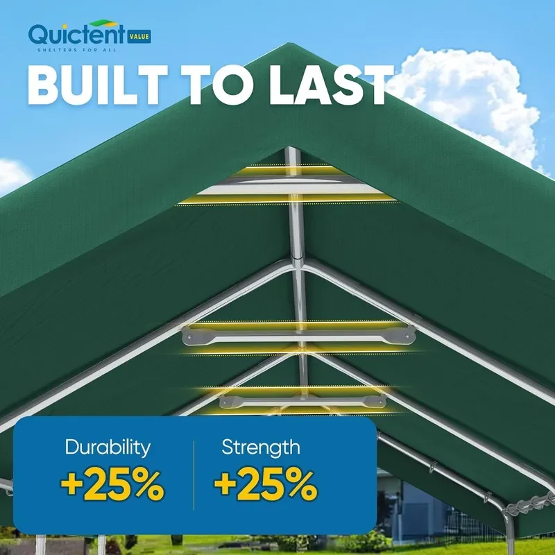 10x20 ft Heavy Duty Carport Canopy Galvanized Car Tent Outdoor Garage Boat Shelter with Reinforced Structure with Hanging