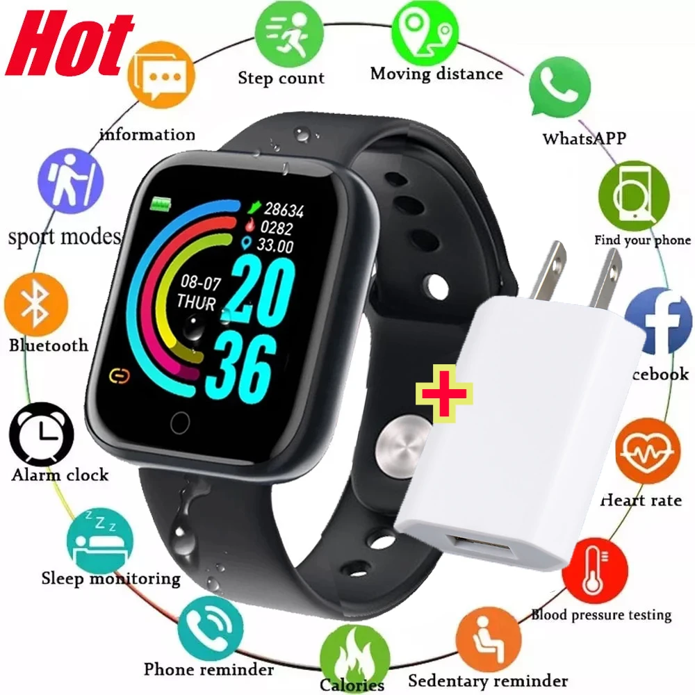 Kleur Screen Horloge Kids Fitness Sport Digitale Horloges Voor Kinderen Jongens Meisjes Studenten 12-18 Jaar Oude Horloge Toe opladen Hoofd