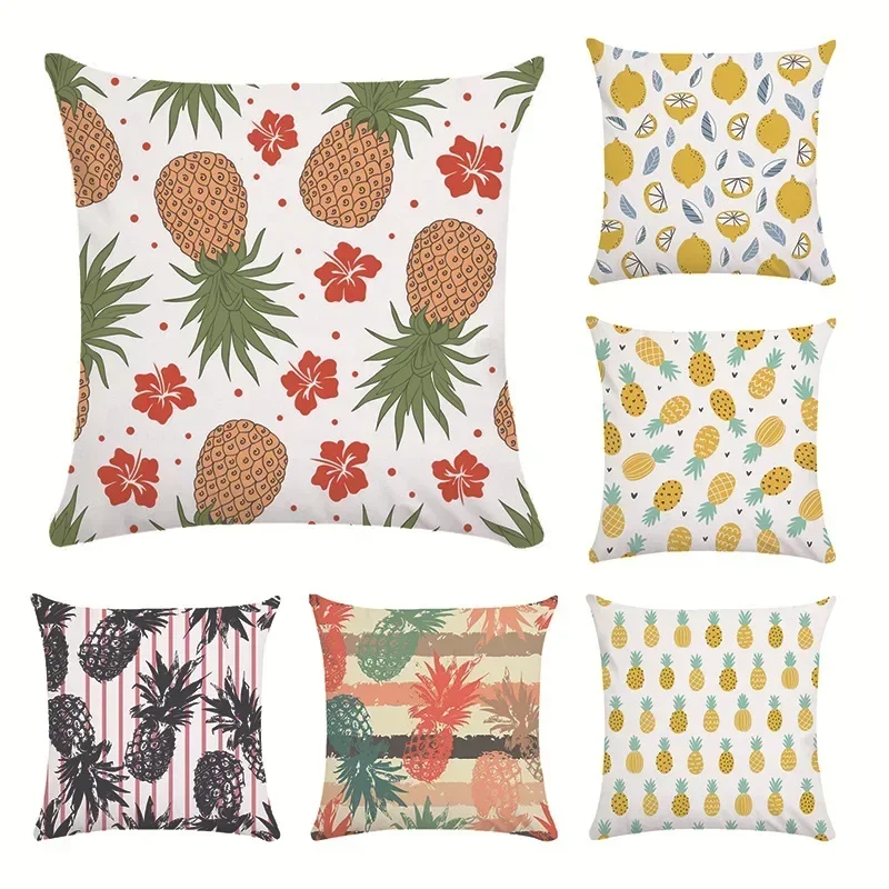 Hawaiian Pineapple pattern throw pillow cover with short plush print for living room sofa decoration cushion cover pillow covers