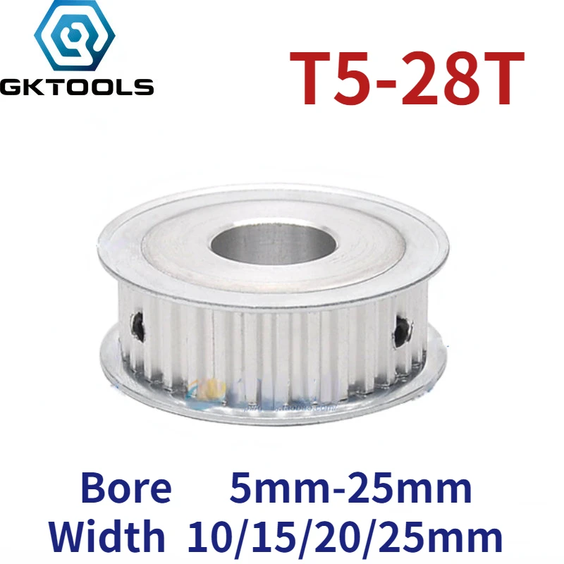 T5 28 dentes polia af largura do sulco 10/15/20/25mm buraco 5/6/8/10/12/14/15/16/17/18/19/20/22/25mm polia síncrona plana de dois lados