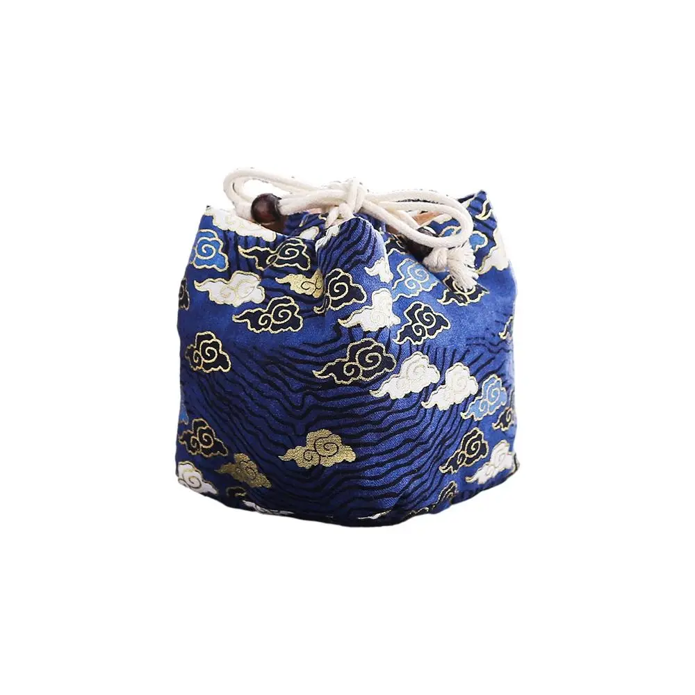 

Canvas Flower Drawstring Bag Cloud Dragon Tea Set Storage Bag Large Capacity Korean Style Square Flower Wrist Bag Streetwear