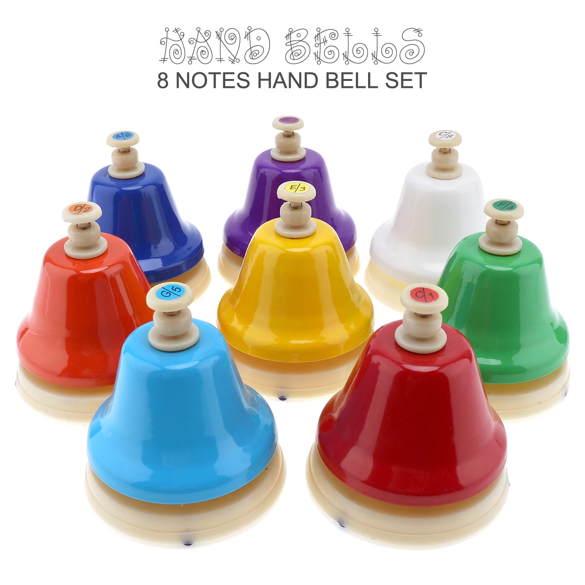 

8pcs/set Note Colorful Hand Bell Lovely Small Bell Shape Musical Instrument