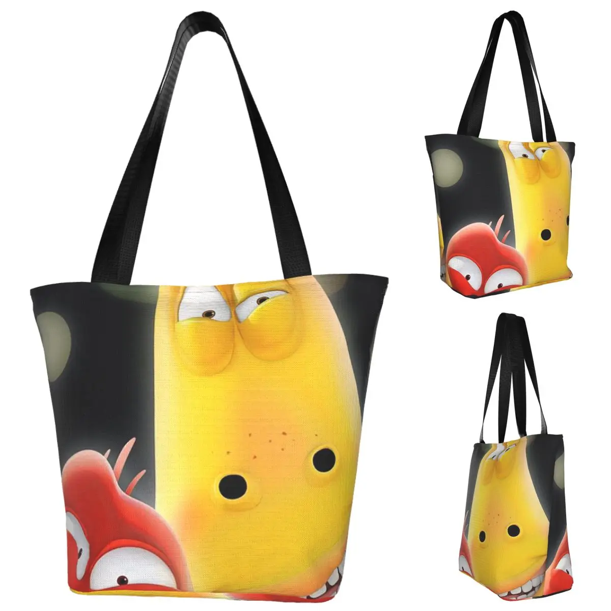 

Ларва, желтый, красный, забавная сумка-тоут для покупок в стиле аниме, парусиновая сумка на плечо большой вместимости, продуктовая сумка для женщин