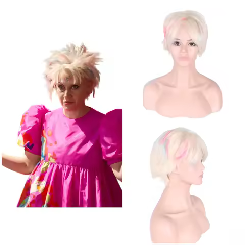 Cosplay Wigs Barbie Ken Halloween Party Playing Wig Short Hair Gold Gradient Headband Prop anime cosplay