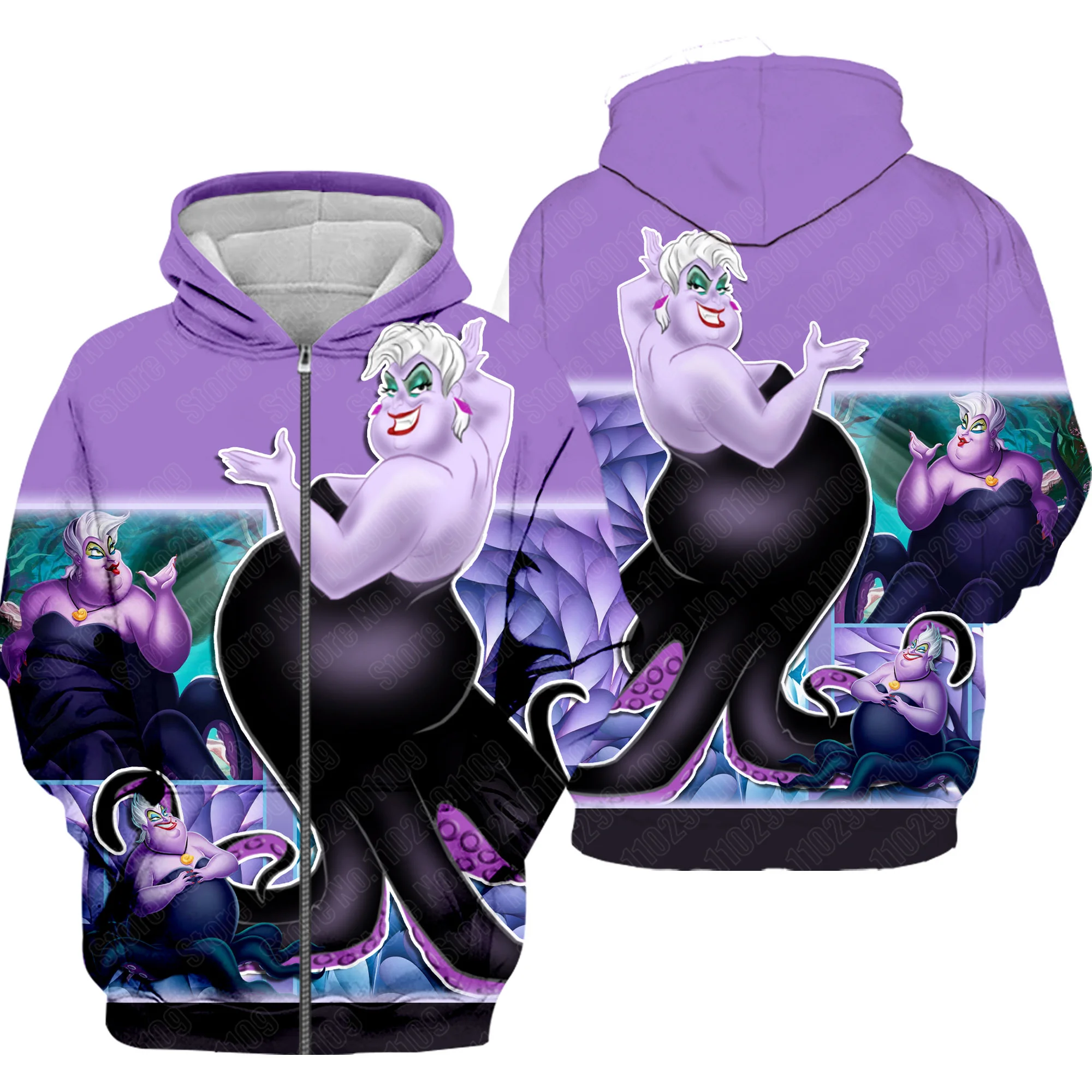 Ursula Villains cartoon men women 3D Print High quality Fleece Zipper/ Hoodies Pullover Tops dropshipping