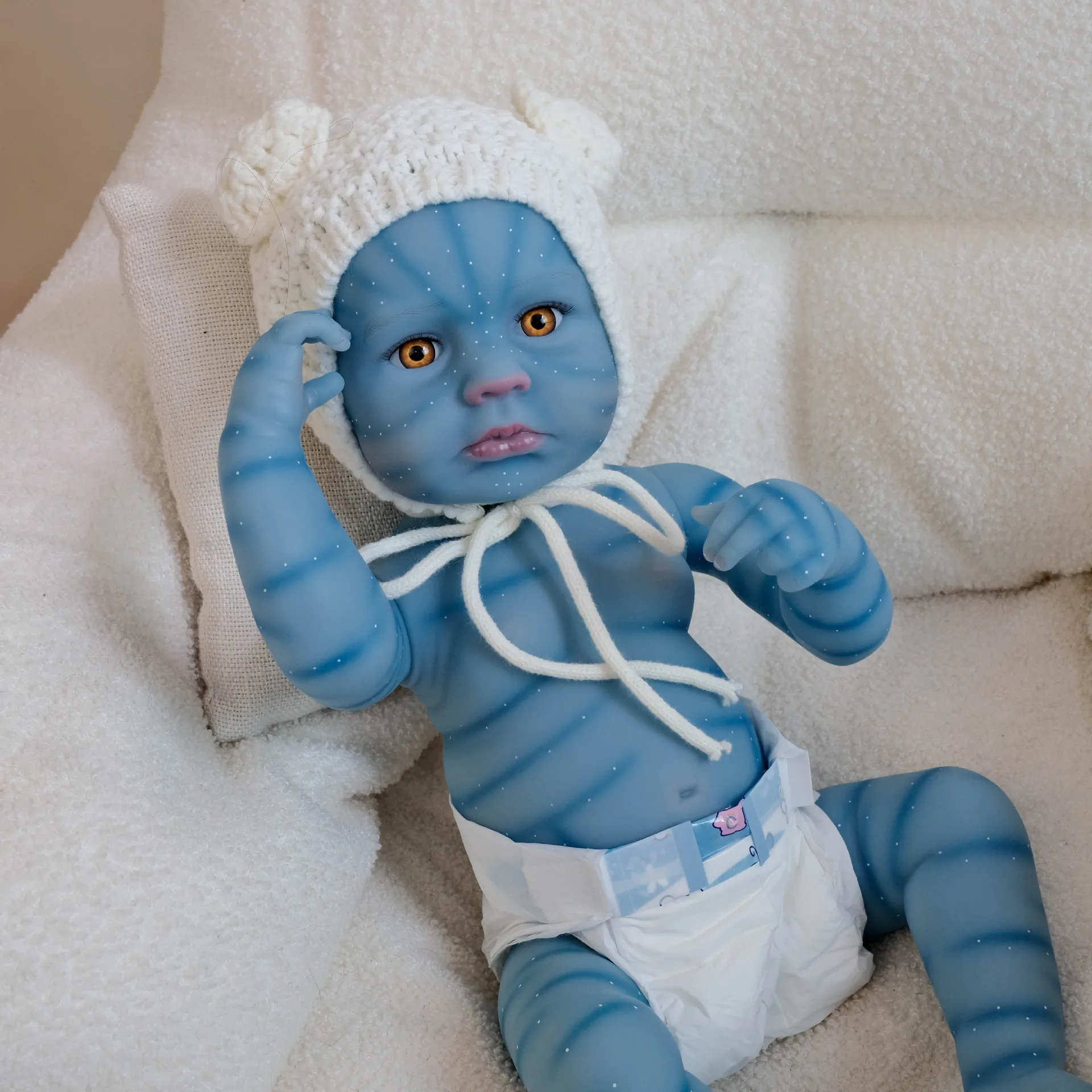 

LOULOU Avatar Reborn Baby Doll Toddler Real Soft Full Body Vinyl Silicone Touch Hand-Drawing Hair High Quality Handmade Doll Toy