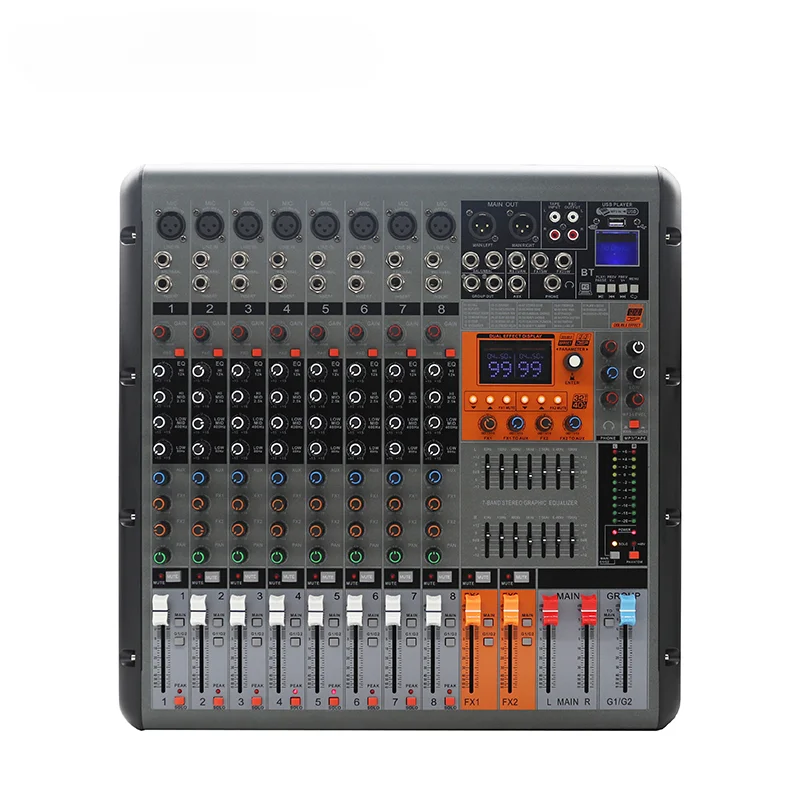 

PRO-860D professional digital dual 99 dsp effects usb interface sound console mixing 650W 8 channel power audio mixer