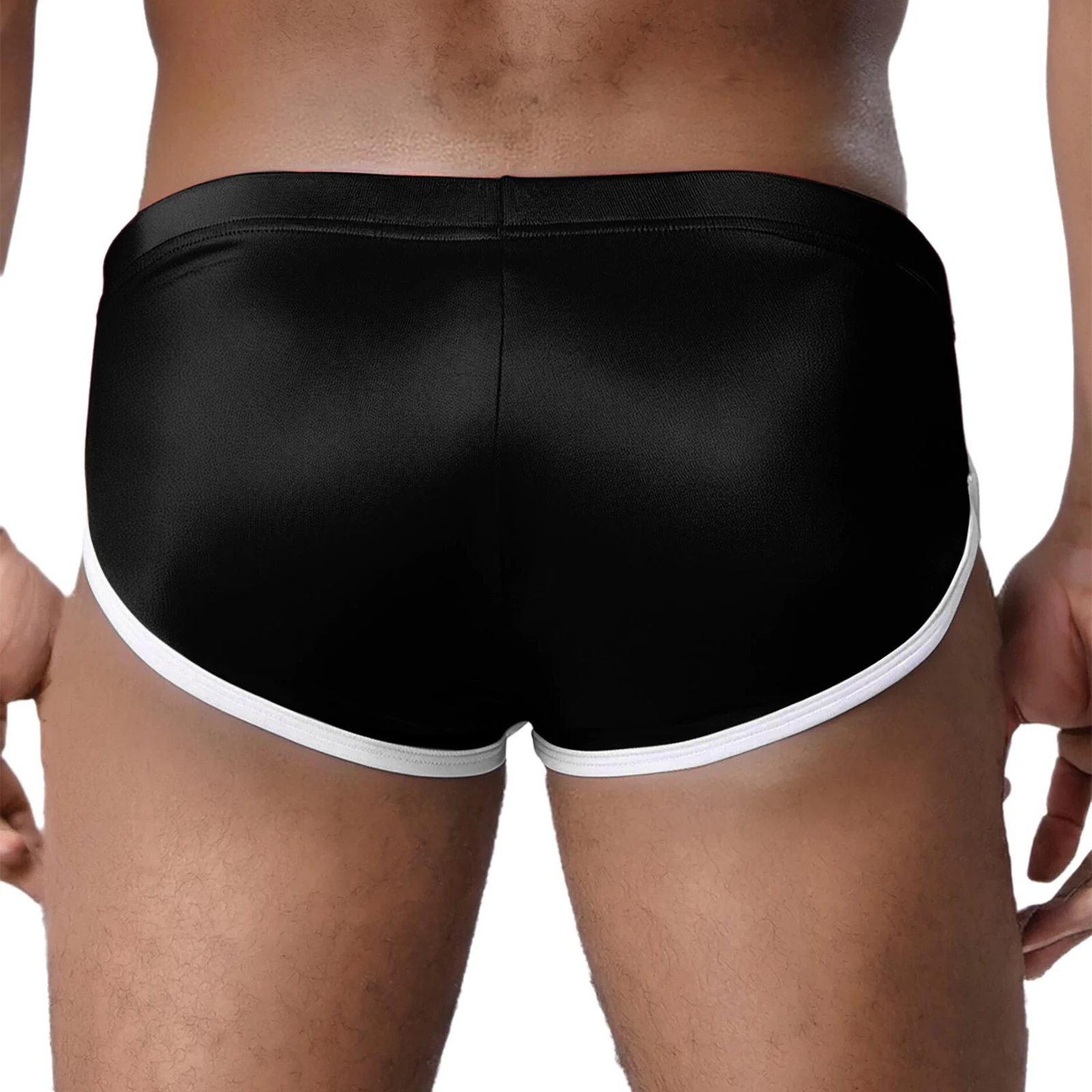 Mens Running Shorts Low Rise Ultra Short Quick Dry Stretchy Elastic Waist Color Block Hot Pants for Gym Beach Workout