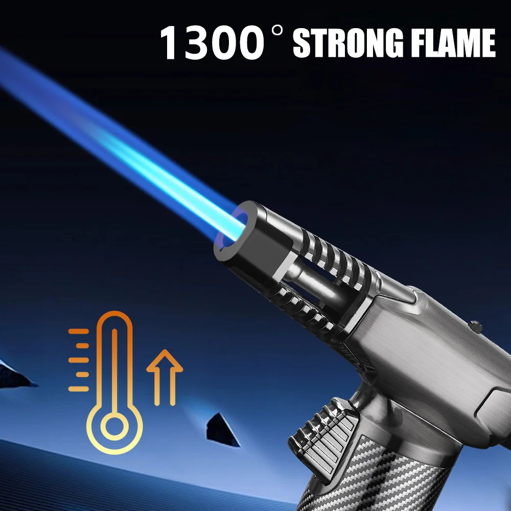 2026   1300 ℃ Windproof Blue Flame Gun Lighter One Key Fixed Flame 360 ° Inverted Ignition Metal Material Multifunctional Use