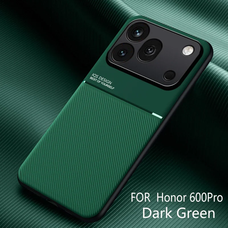 Eingebaute magnetische Auto-Rückabdeckung, Moiré-Leder-TPU-Rahmen-Schutzhülle für Honor 600 Pro