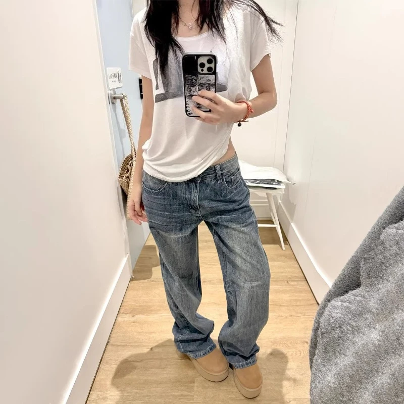 American Vintage Full-Length Jeans High Waist Bodycon Women Casual Streetwear Long Denim Pants Y2k Retro Distressed 2026