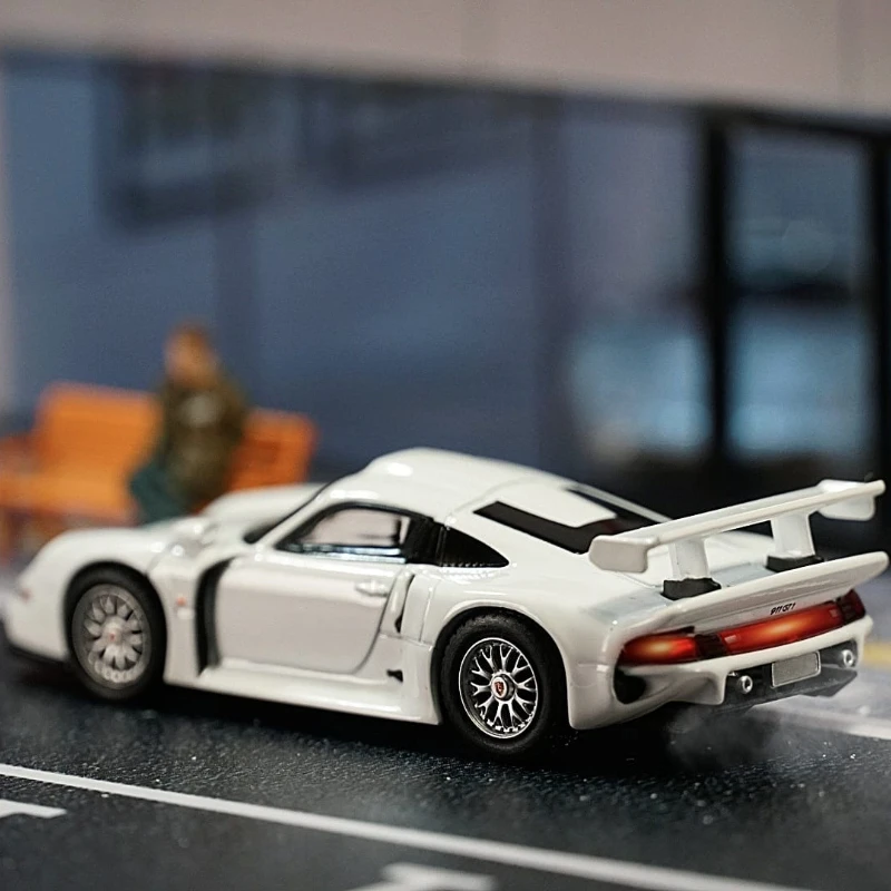 Sparky 1/64 Porsche 911 GT1 witte legering speelgoedmotorvoertuig gegoten metalen model