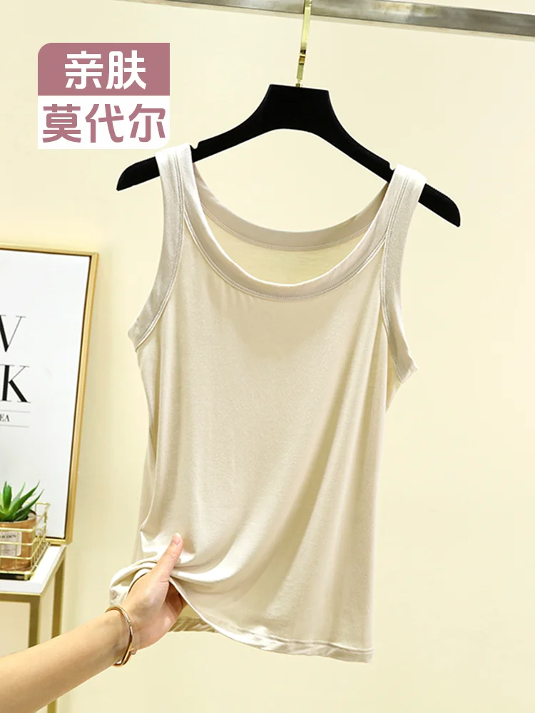 Modal Thin Vest Summer Loose Sleeveless Top Can Be Worn as an Inner Or Outerwear round Neck plus Size Prevents Exposure Strap...