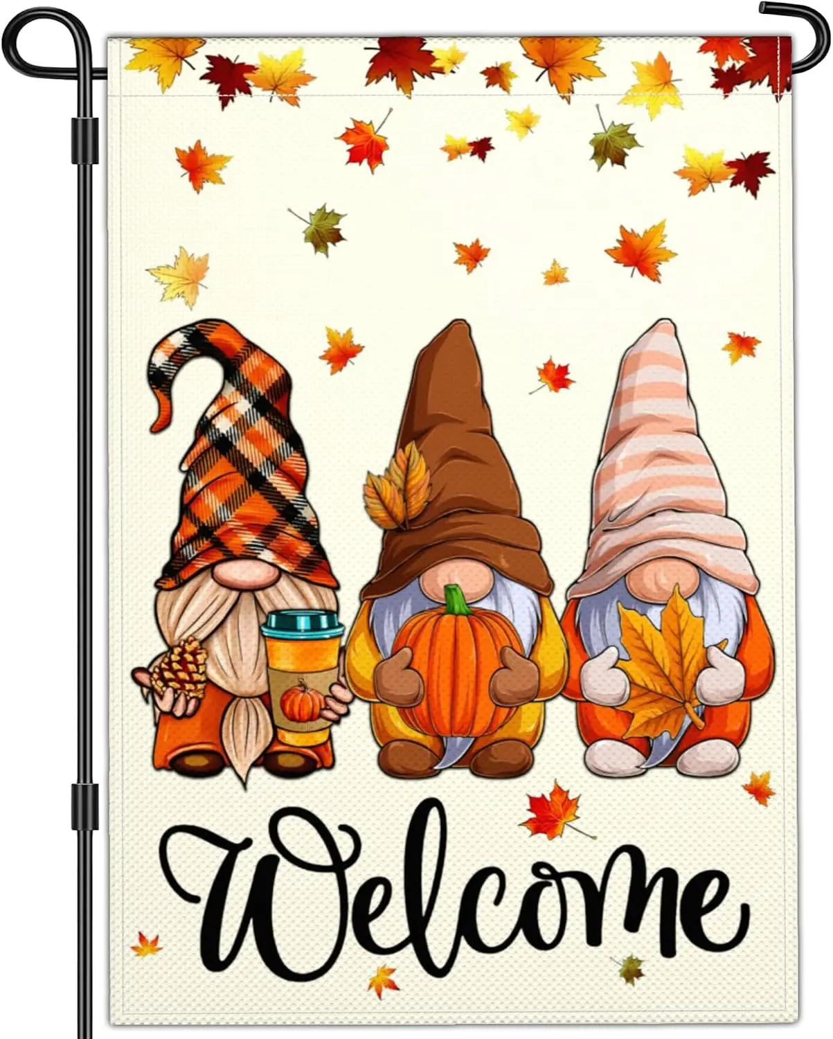 Fall Gnome Garden Flag Thanksgiving Garden Flags for Outside 12×18 Inch Double Sided Small Autumn Pumpkin Welcome Fall Thank uui
