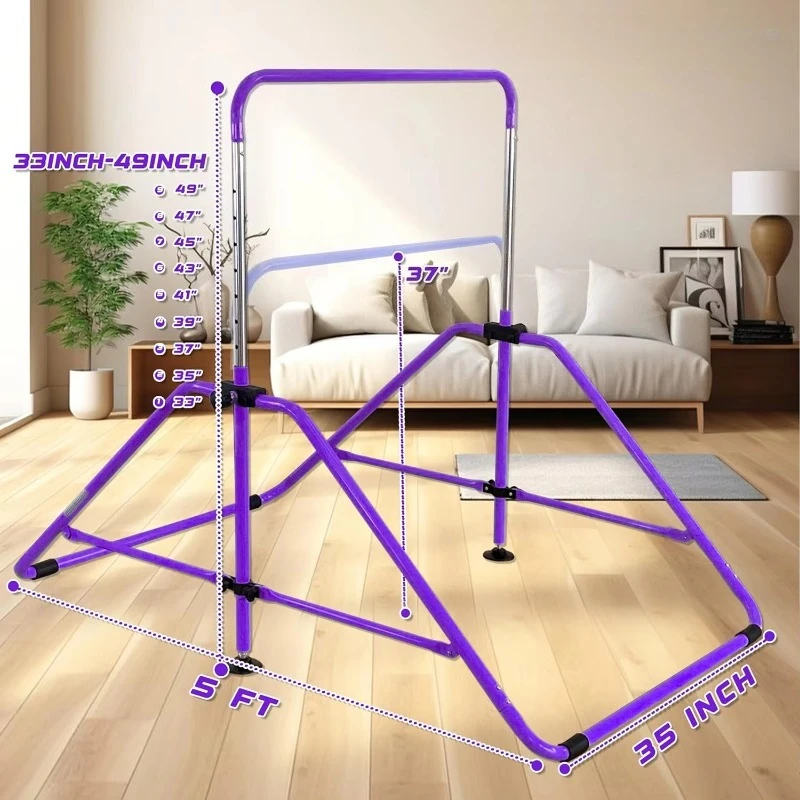 Foldable Gymnastic Bar With Mat Multi Function Station For Kids Home Gym Comprehensive Training Daily Fitness Exercise