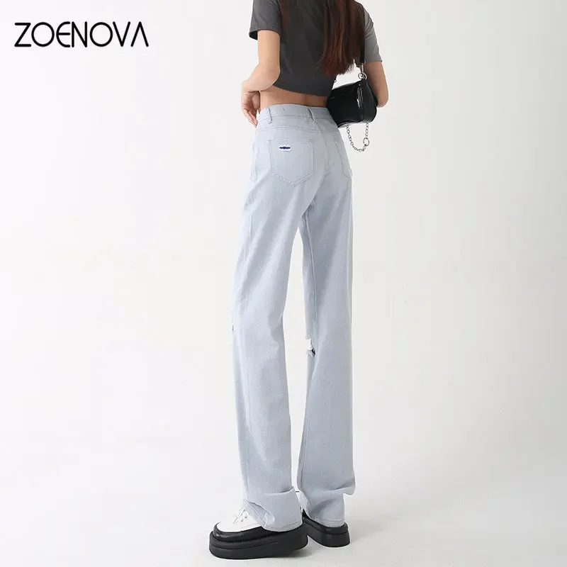 ZOENOVA 2023 Nieuwe Chic Casual Street Hot Girl Sweetheart Fashion Candy Color Wear Con Pantalones Rectos De Pierna Ancha Ras soi