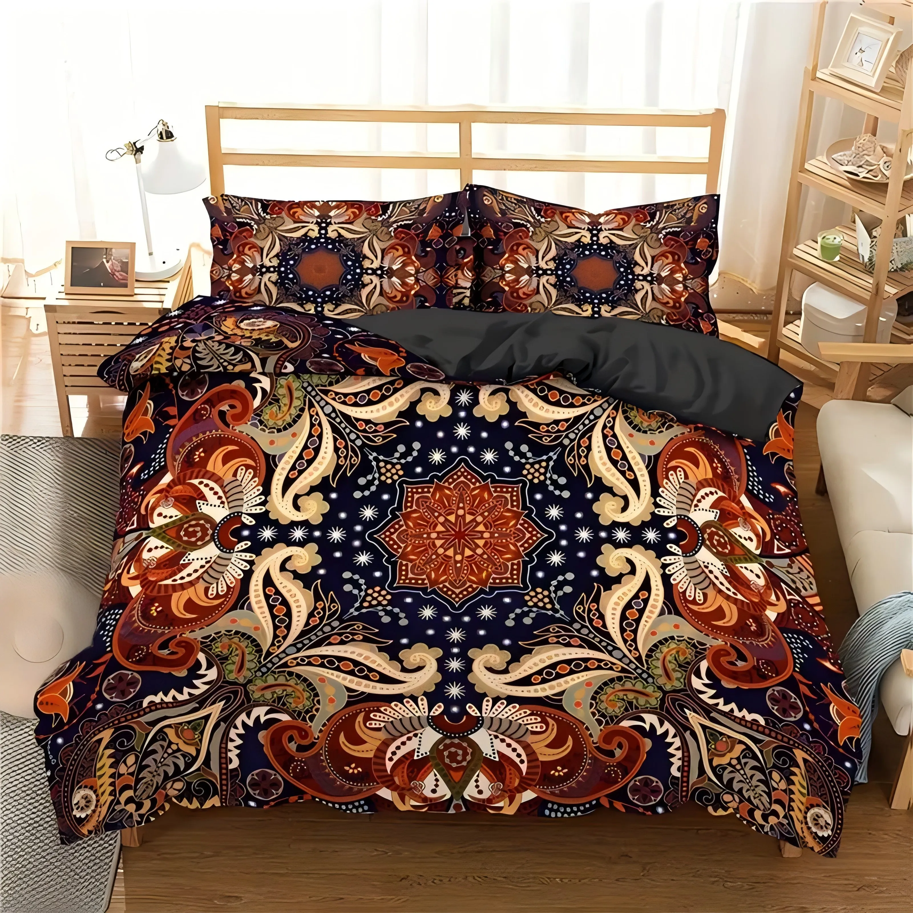 

Gold Mandala Flowers 3D Print Duvet Cover Set Bohemian Style Double For Adults Queen King Size Bedding Set With Pillowcase