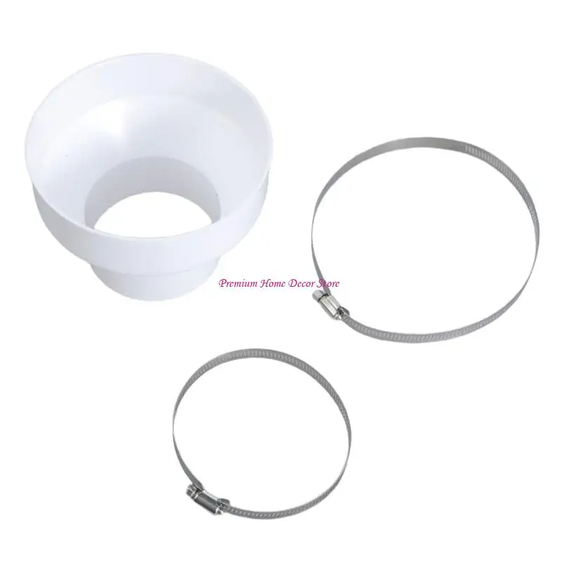 

Прочные пластиковые адаптеры выхлопных шлангов преобразуют от 150 мм до 100 мм с помощью металлических зажимов для эффективной