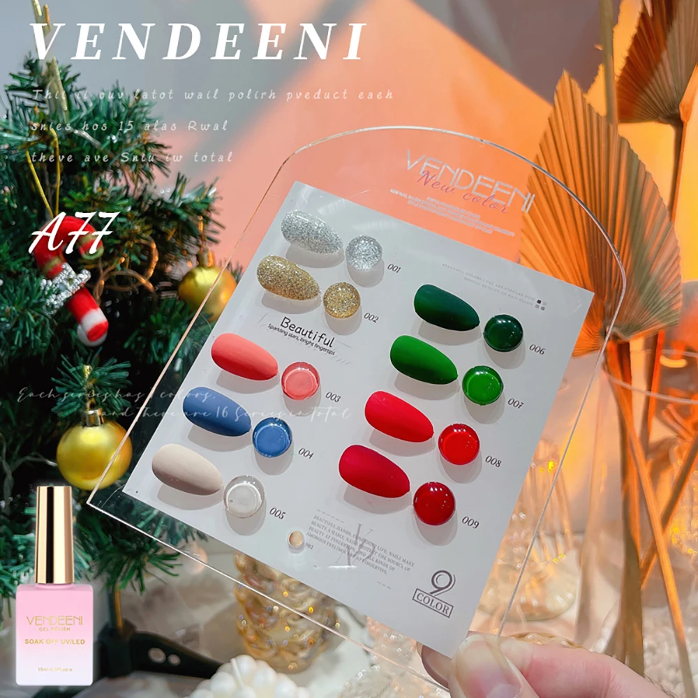 

Vendeeni Christmas Color Set Gel Nail Polish Red Green Gold Silver Nail Art Gel Lacquer Long Lasting UV LED Soak Off Gel Varnish