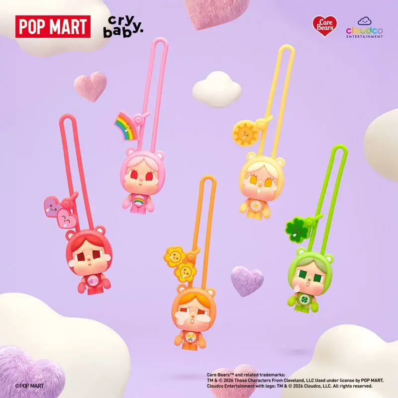 POPMART CRYBABY Care Bears Series Mini Light Blind Box Toys Kawaii Anime Action Figure Surprise Mystery Box Dolls Gift