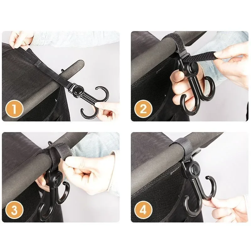 New Multi-Functional Double Baby Stroller Hook Double Hook Trolley Bag Storage Hook  Free Rotating Electric Bike Hook