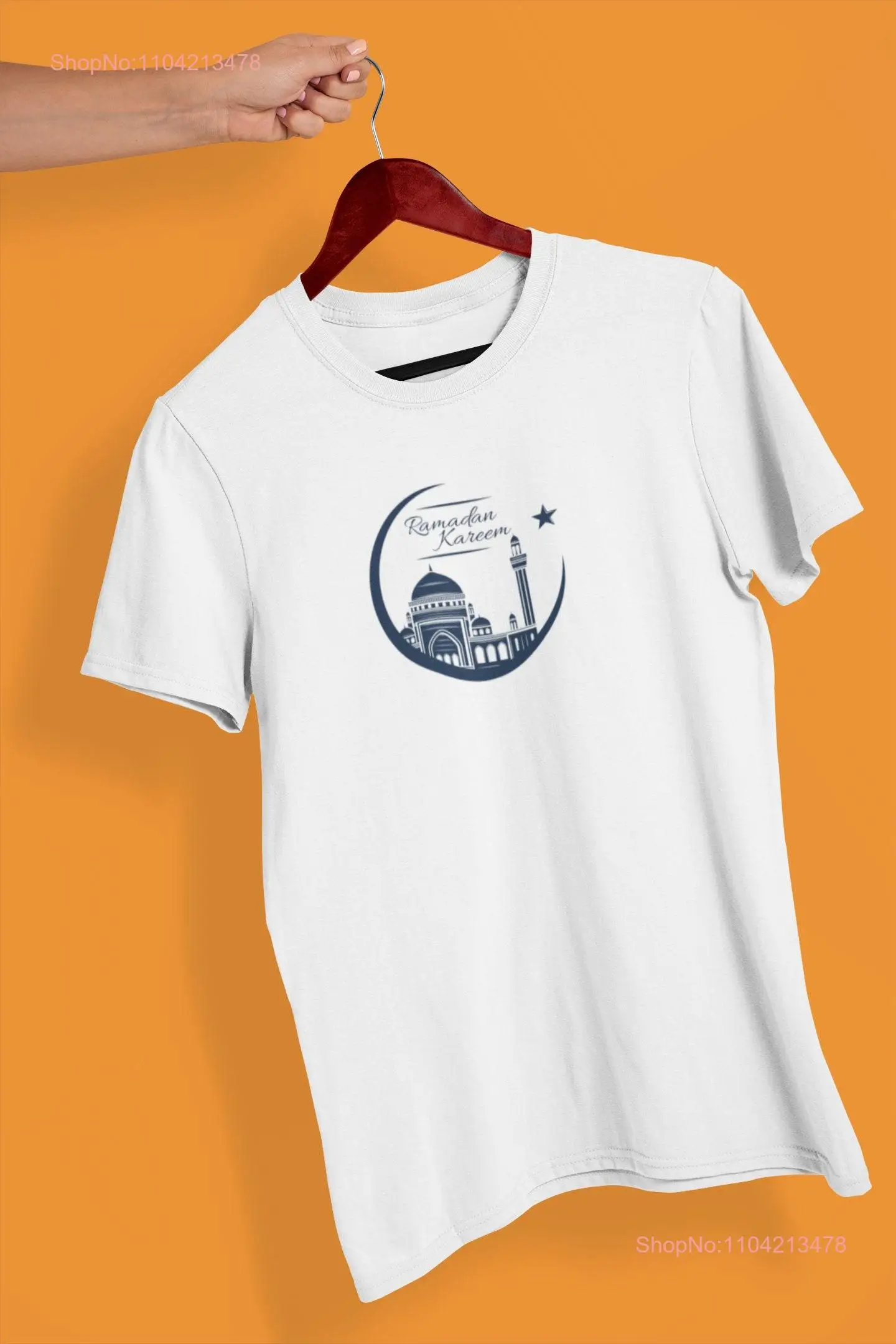 Ramadan Kareem Greeting T shirt Moon Crescent and Star Islamic Mubarak long or short sleeves