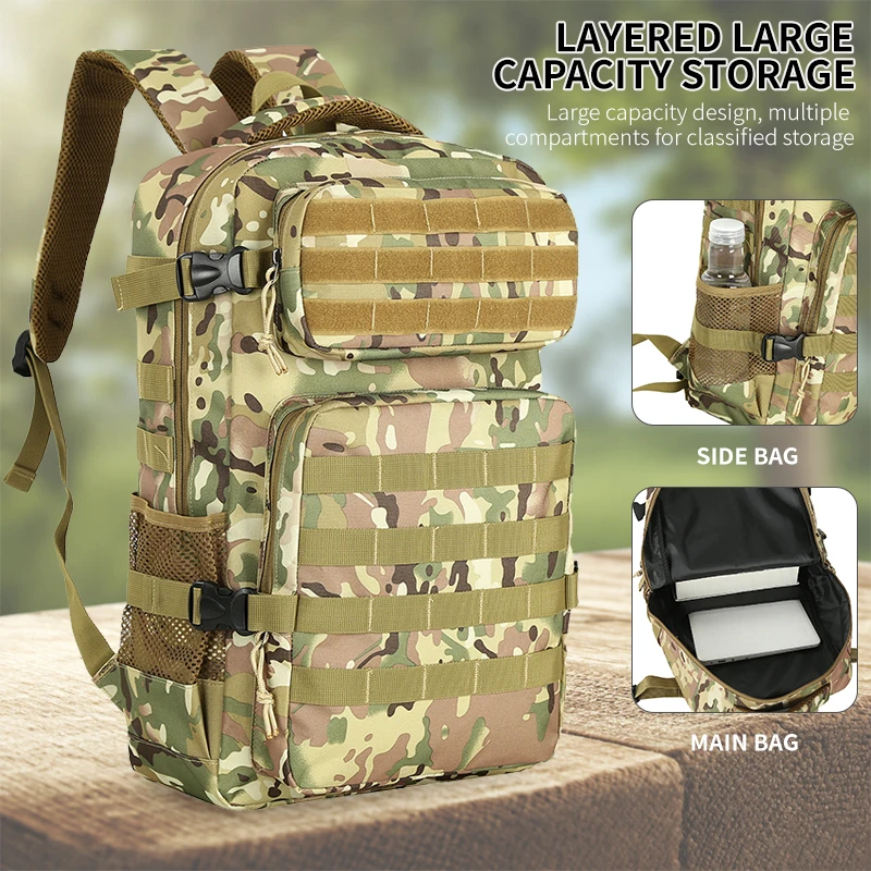 Multifunctional Tactical Backpack Camouflage Cycling Backpack Outdoor Waterproof Travel Hiking Mountaineering Leisure Sports Bag Outdoor Backpack