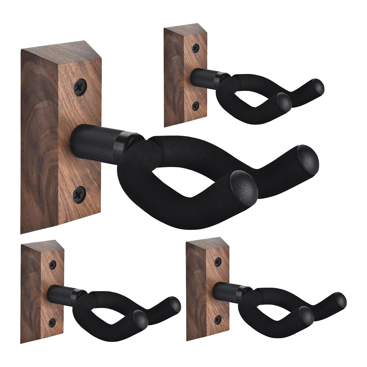 4PCS Guitar Wall Mount, Guitar Hook, Walnut U-Shaped Guitar Hanger Wall Mount Stand for Acoustic, Electric Guitar, Bass