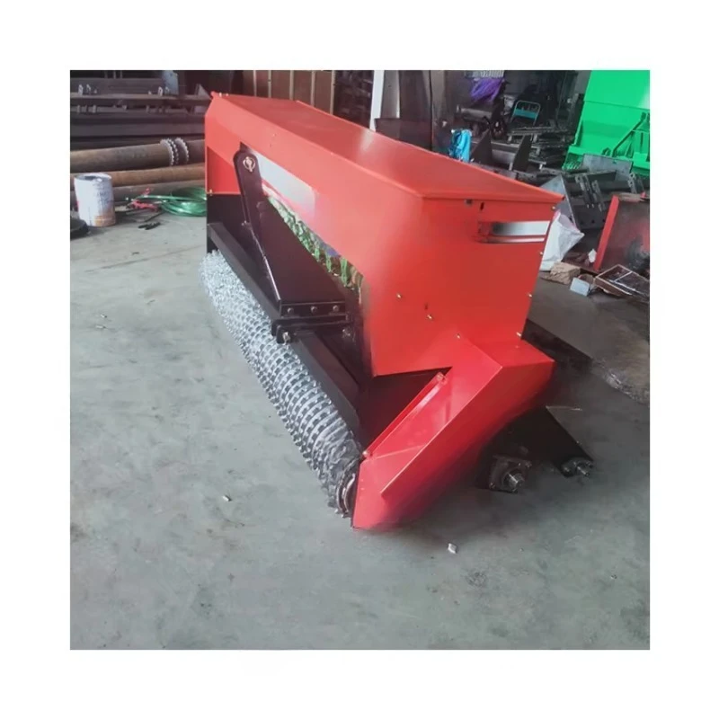 Lawn Seeder for Agriculture. Tractor Drives Grass Seed Planter