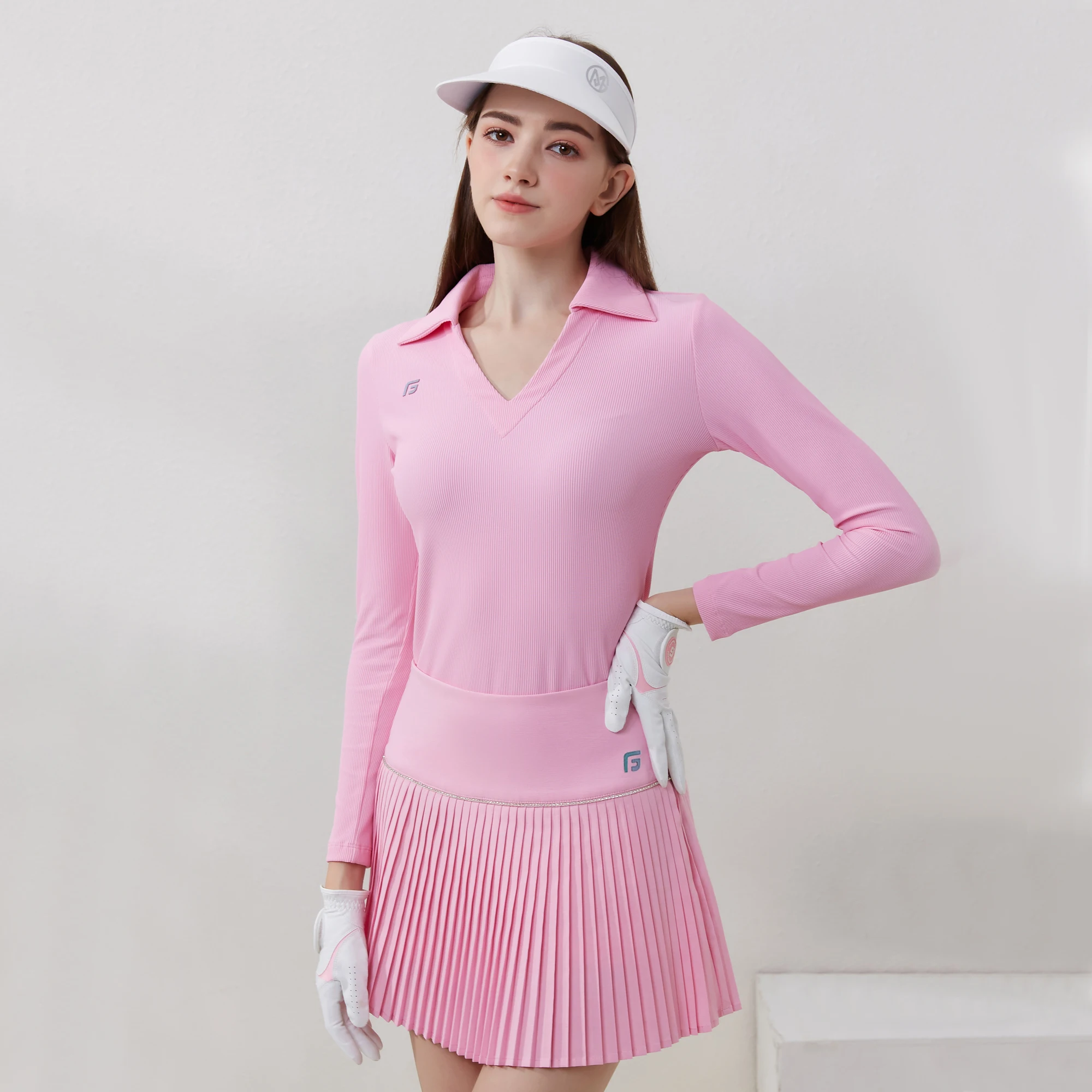 Golfist Golf Autumn Women\'s Shirt Long Sleeve V-neck Collar Slim Fit Elastic Causal Clothing Golf T-shirt Support OEM