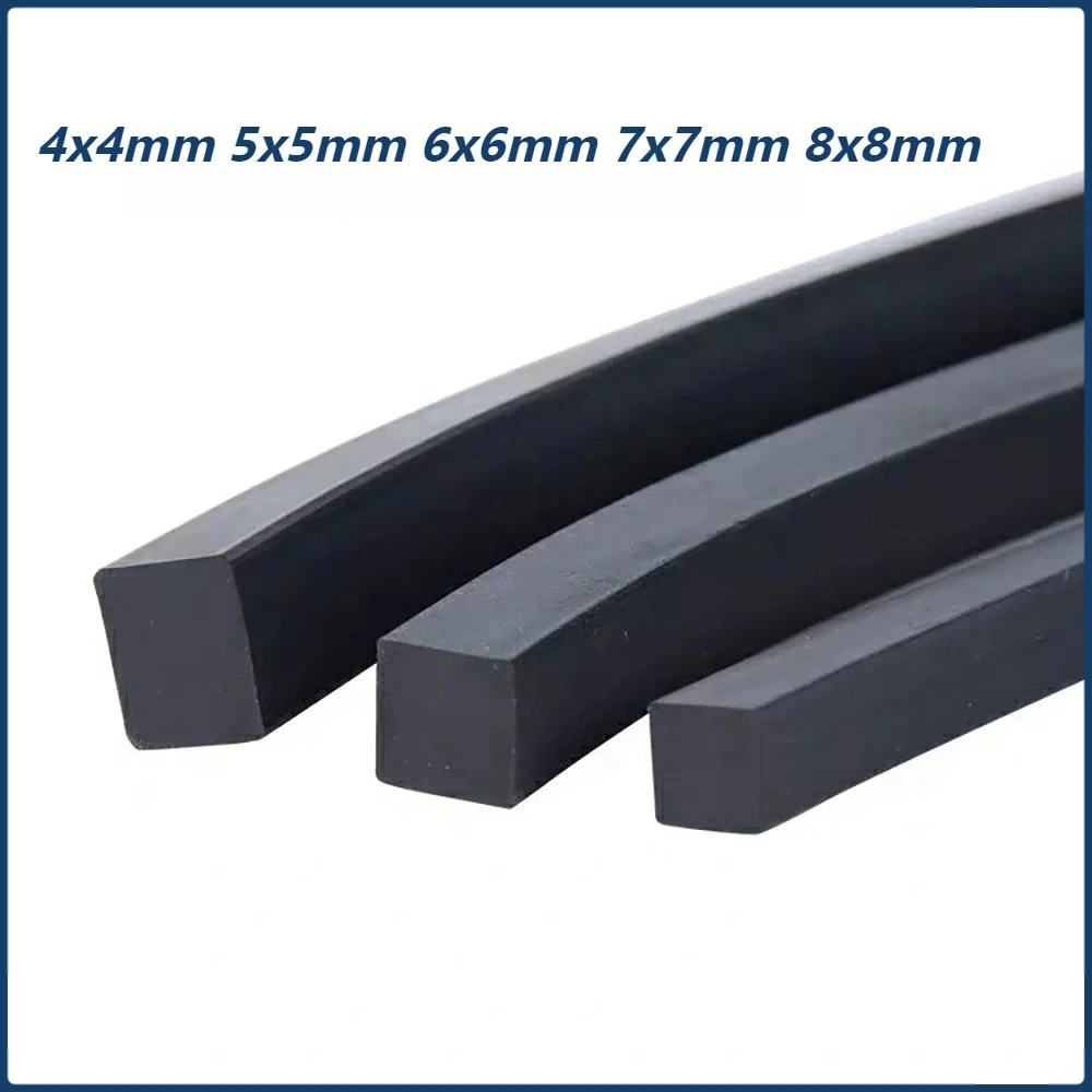 

1/2/5M Square Fluorine Rubber Strip Black FKM Gasket 4mm 5mm 6mm 7mm 8mm Acid, Alkali, Corrosion High Temp And Oil Resistant