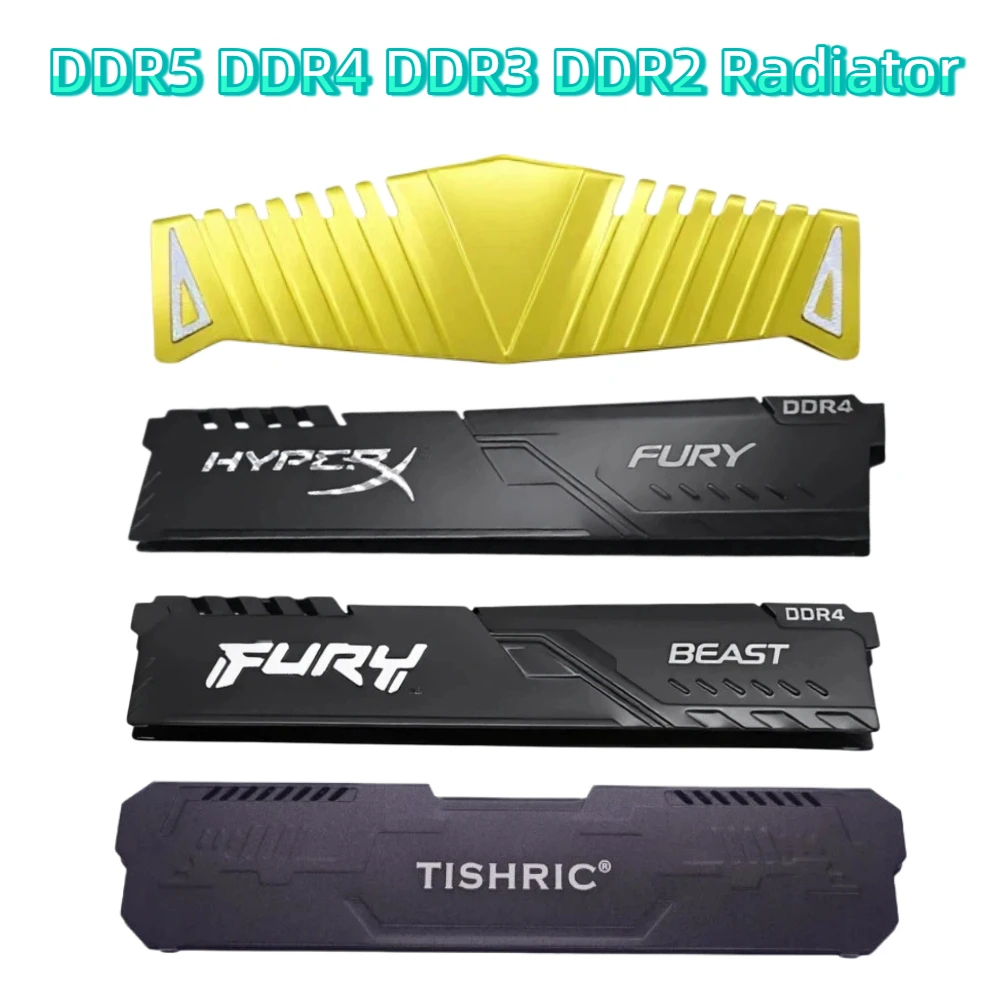 TISHRIC DDR5 DDR4 DDR3 DDR2 Radiator Aluminum Alloy RAM Memory Heatsink Ram Cooling Vest With Thermal Pad For Desktop Computer