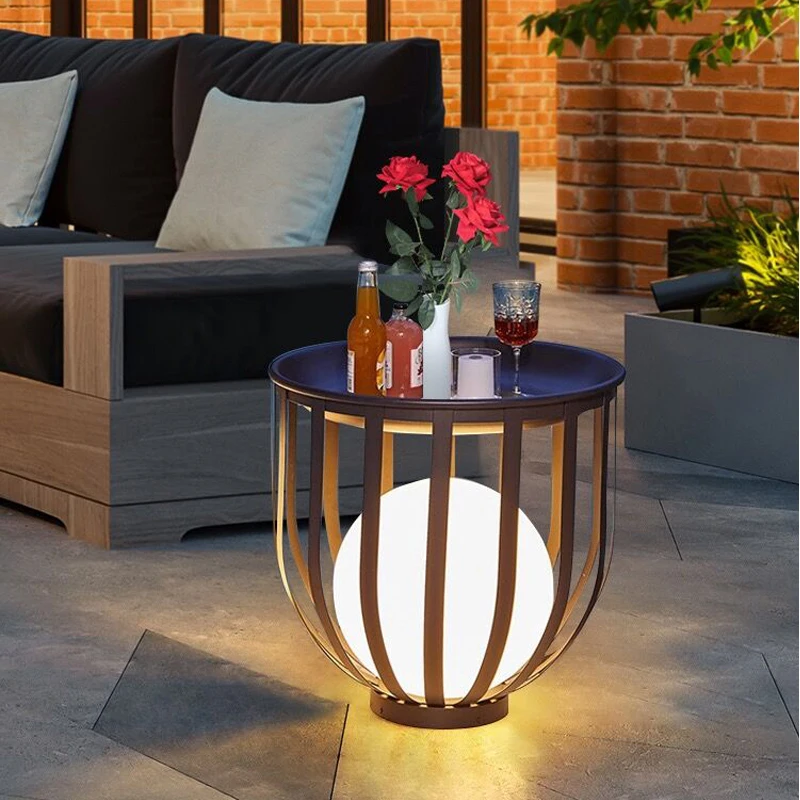 Modern Garden Tea Table Light Waterproof Lawn Lamp Solar Energy LED Landscape Lamp Outdoor Atmosphere Floor Lighting