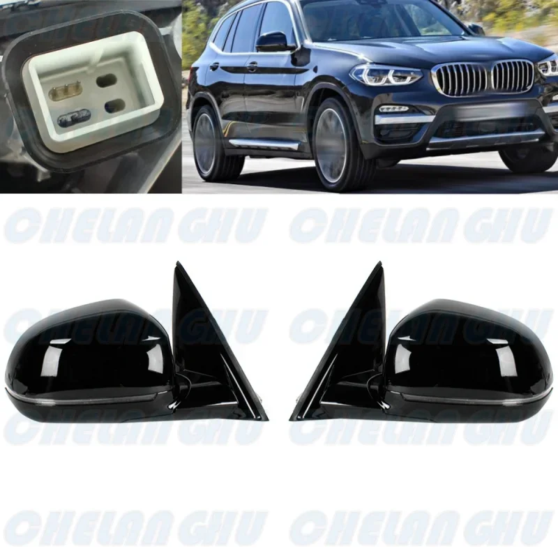 

For BMW X3 G01 G08 2018 2019 2020 1 Pair 5Pins Black Painted Heated Power Adjust Blind Line Power Fold Turn Lamp Mirror Assembly