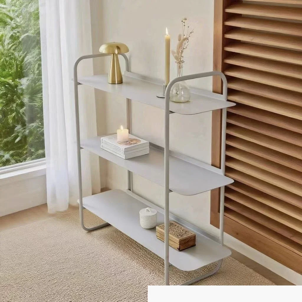Wrought iron bedroom bookshelf Floor-to-ceiling storage rack Multi-layer jewelry ornament shelf