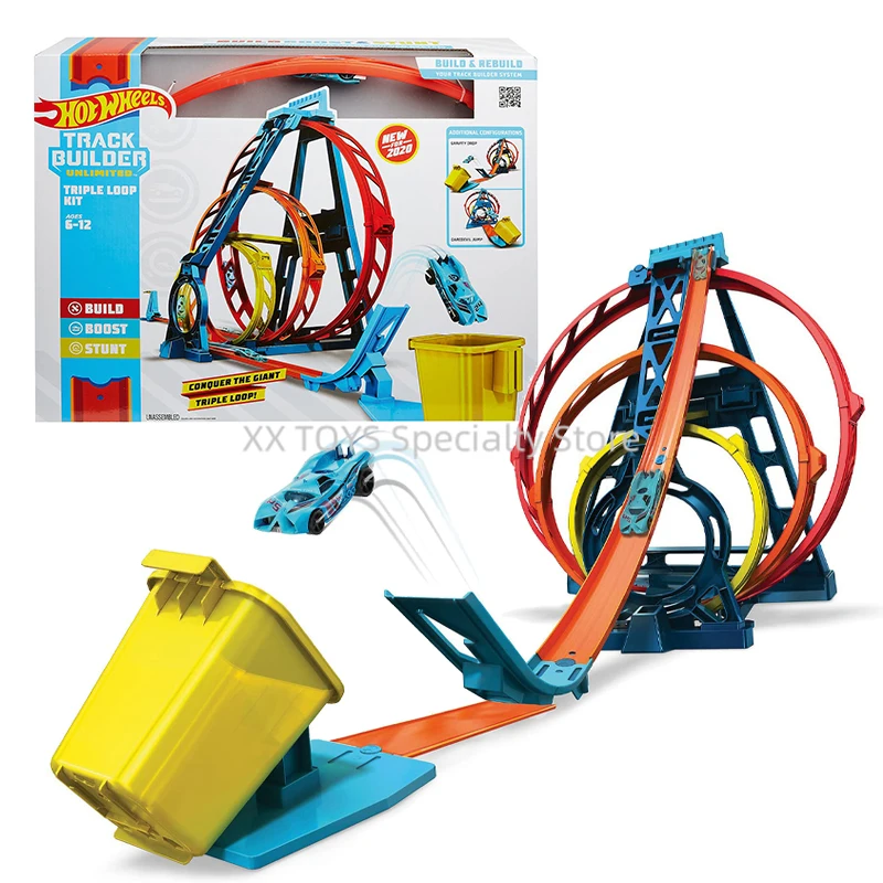 

Hot Wheels Track Builder Unlimited Triple Loop Kit Playset With 1:64 Scale Toy Car Three Loop Challenge Slalom Course Boys Toys