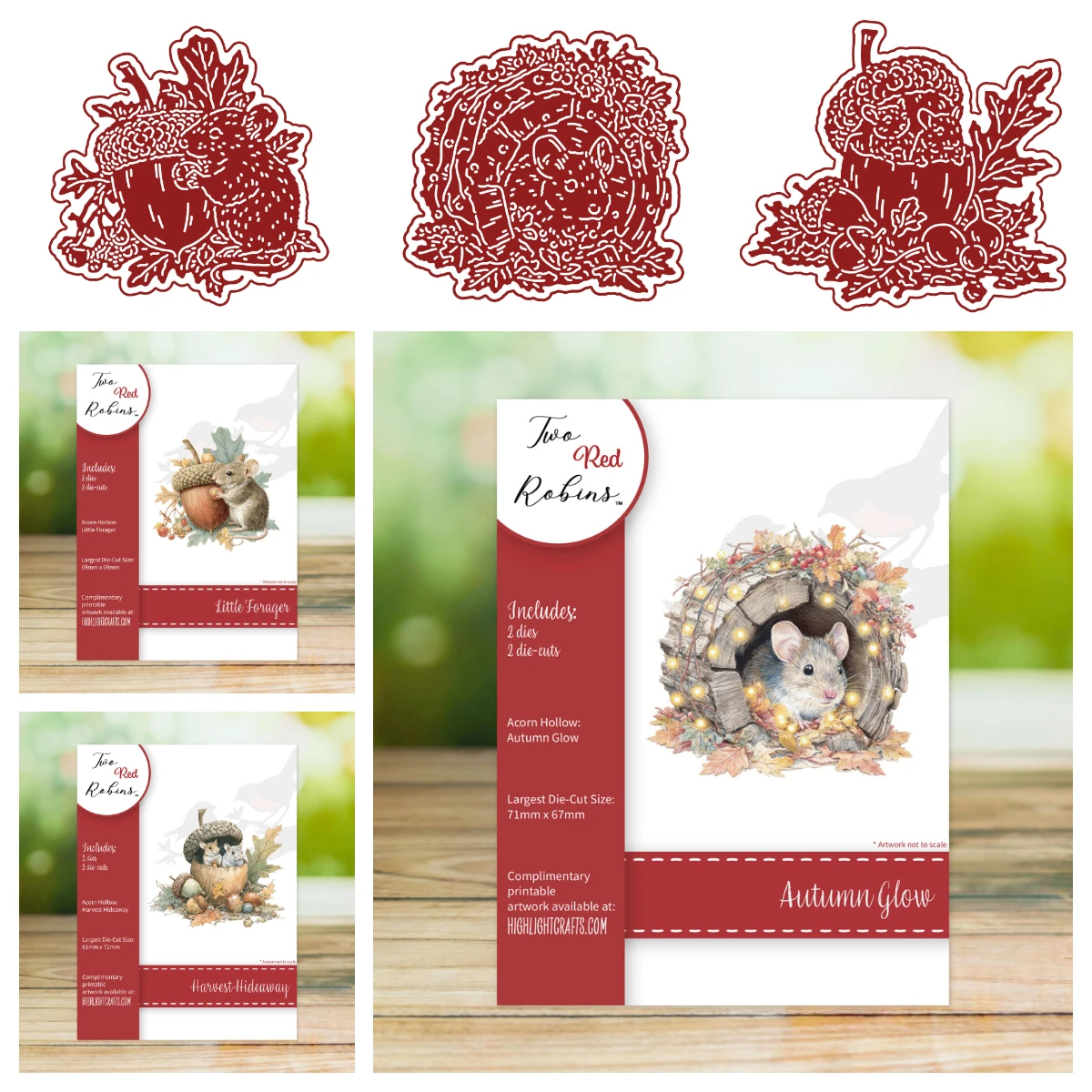 New Two Red Robins Metal Cutting Dies Little Forager Autumn Glow Die Harvest Hideaway Die Set DIY Scrapbooking Card Holiday Gift
