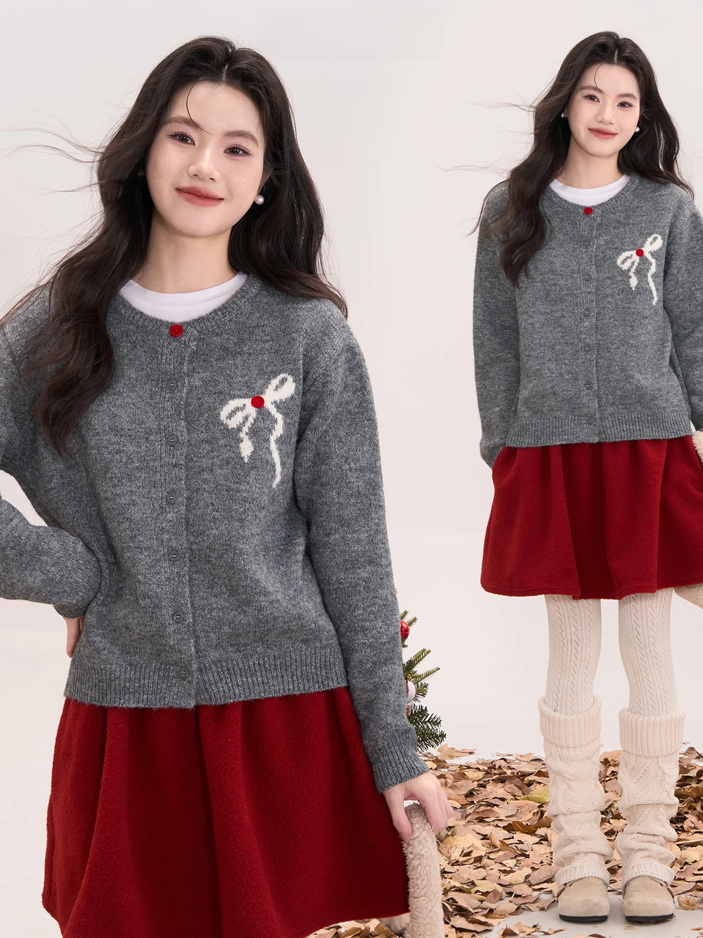 

Женский вязаный кардиган Heme Soft Light Filter Color Block с пуговицами, на завязках, повседневный, зимний, теплый