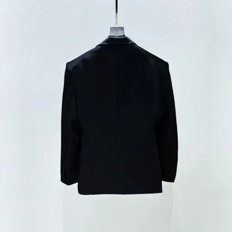 WVGA Spring Autumn New Men Tide Metal Decoration Trendy Jackets Niche Chic Casual High-end Padded Shoulder Blazer Ins Y2K W18948