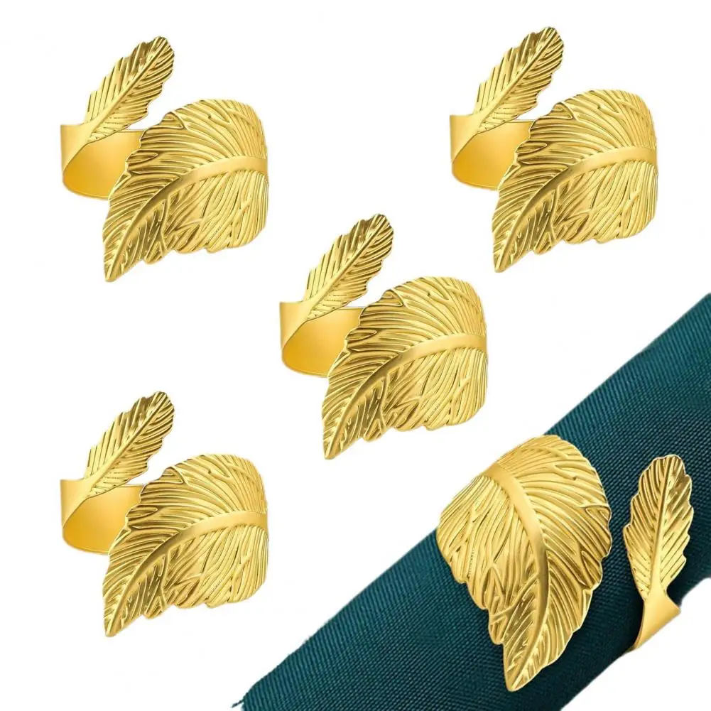 LeafNapkin Rings Vintage Metal Napkin Holders LeafShaped Napkin Rings for Holiday Party Wedding Dinning Table Decor