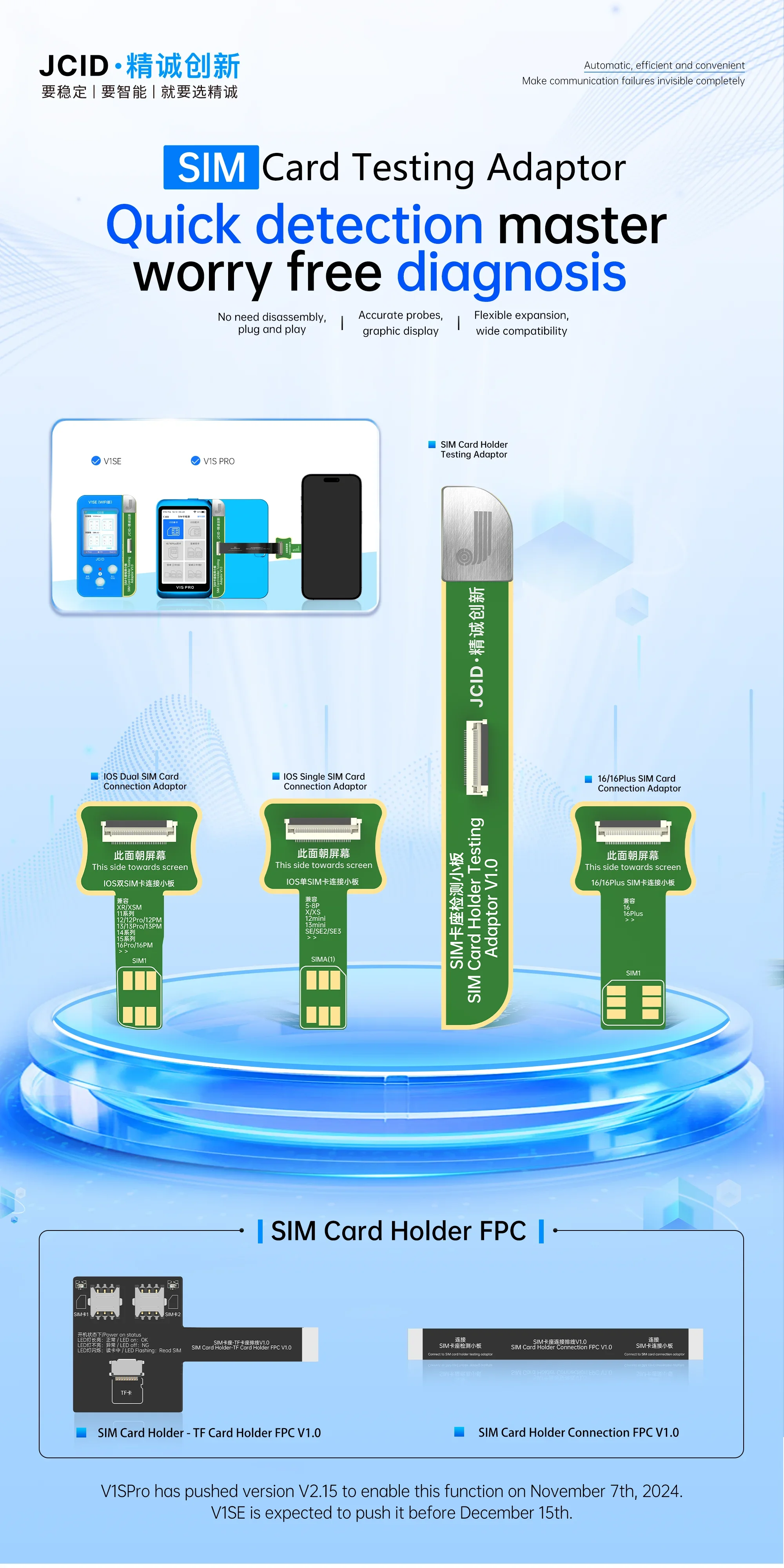 JCID V1SE V1SPRO SIM Card Holder Testing Adaptor For iPhone 5-16PM Android Phones SIM and TF Cards Detection Without Disassembly