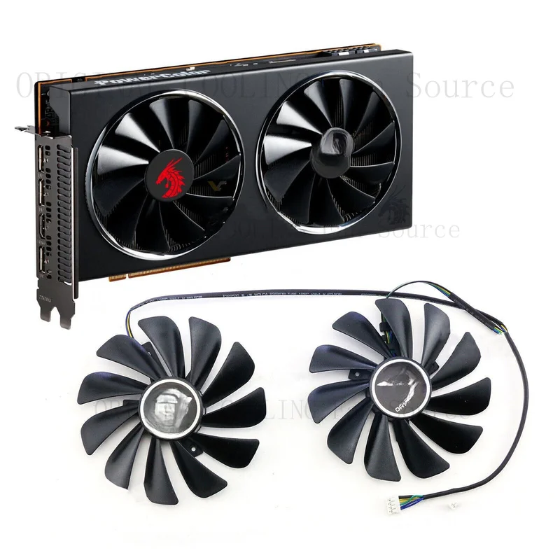 R+  Cooling Fans Replacement Fans for POWERCOLOR RX 5700XT 5700 5600XT Red Dragon