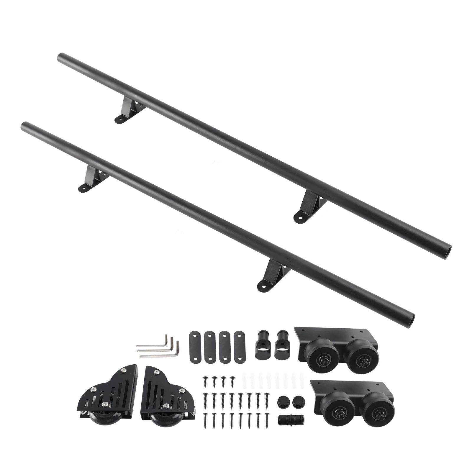 Areyourshop 6.6FT Round Tube Rolling Library Sliding Ladder Hardware Kit with Brake