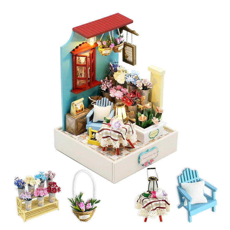 

CUTEBEE DIY Mini Flower House Miniature Wooden Dollhouse Tiny Doll Houses Furniture Kit Decorate For Children Kid Birthday Gift