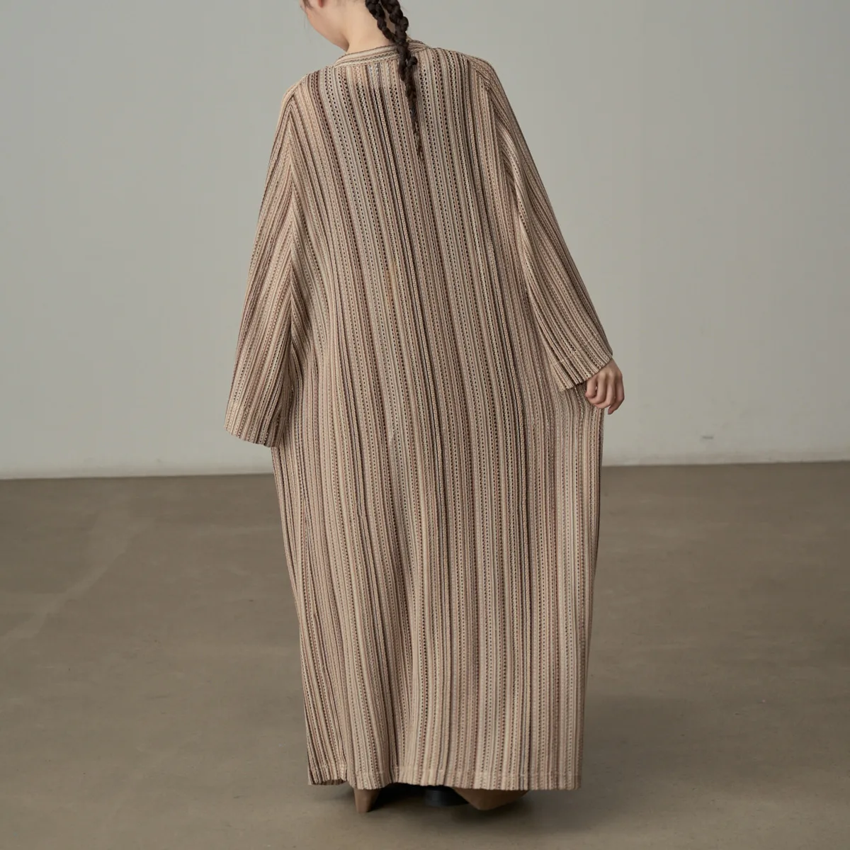 KWTX 2025 Nowa Sukienka Koszulowa w Paski, Płaszcz, Długi Rękaw, Dekolt w Serek, Jednorzędowa, Blokowanie Kolorów, Casualowa, Elegancka, Jesienna Odzież Wierzchnia Damska