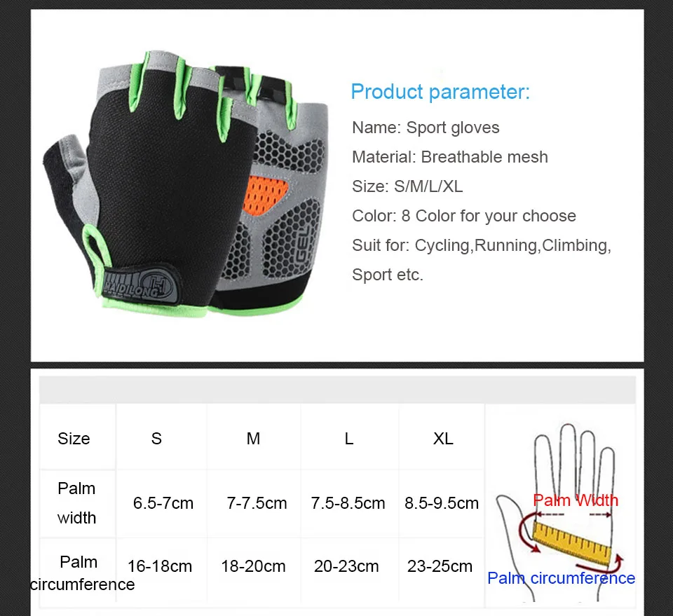 KoKossi Sports Half Finger Bike Gloves Outdoor Cycling Fitness Breathable Shock-Absorbing Anti Slip Running Gym Half Cut Gloves image 5